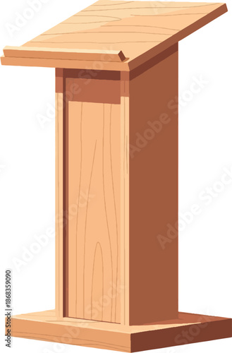 Wooden podium lectern stand desk.
