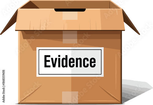 Brown cardboard evidence box closeup.