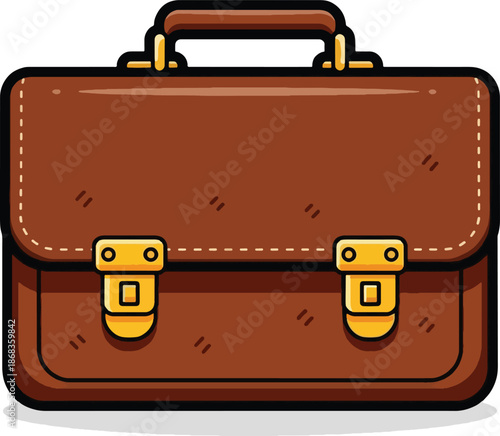 Brown Leather Business Briefcase Handbag.