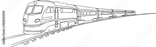 Modern train traveling on railway track