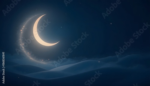Elegant Dark Blue Gradient with Moon