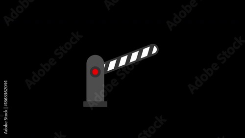 Railway Barrier Animation Green Red Signal. transparent background