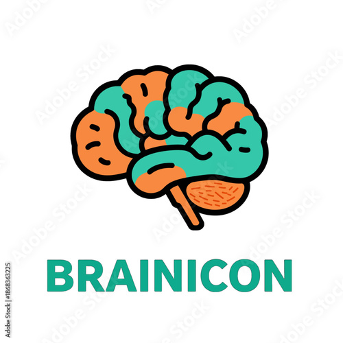 Colorful brain icon with braincon text