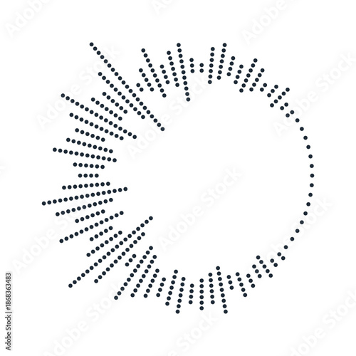 Round concentric geometric element. Halftone dot pattern.Vector image on a white background.