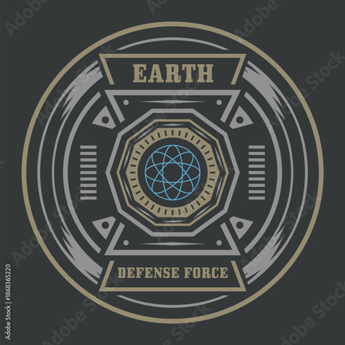 Earth Defense Force Retro Sci-Fi Badge Vector Illustration