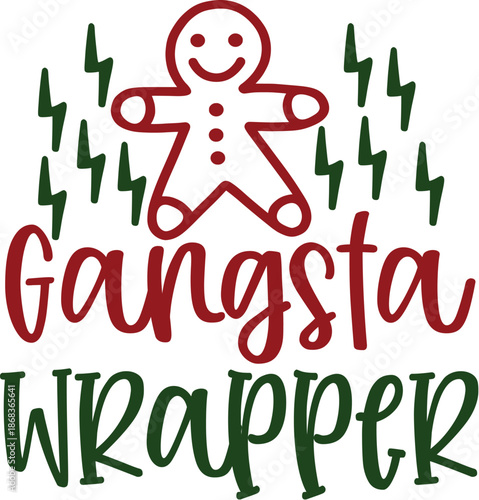 Gangsta Wrapper Funny Christmas Gift Wrapping Pun Vector