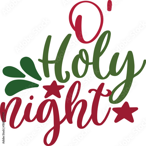 Holy Night Religious Christmas Starry Sky Typography Vector Design