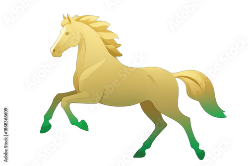 Golden horse rearing on hind legs