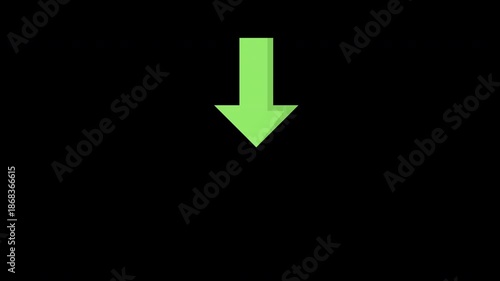 Green Arrow Icon on Black Background. transparent background