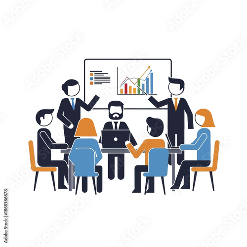 Business Professionals Discussing Data in Meeting.