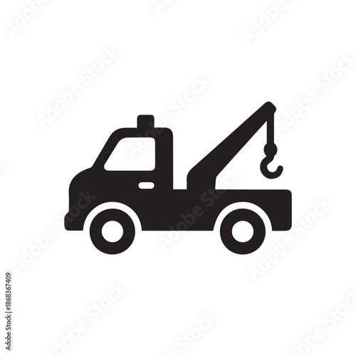Tow Truck silhouette vector with white background
