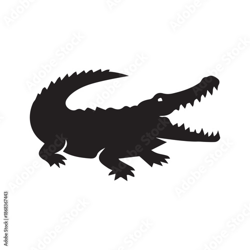 Crocodile Bite silhouette vector with white background
