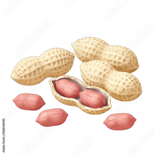 Shelled and Unshelled Peanuts Isolated