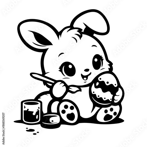 Osterhase bemalt Eier Outlines