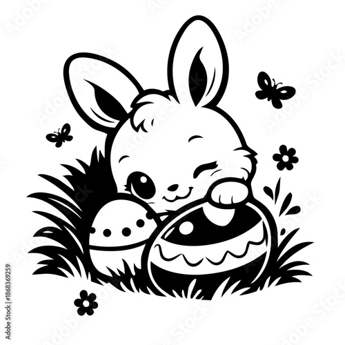 Osterhase versteckt sich im Gras Icon