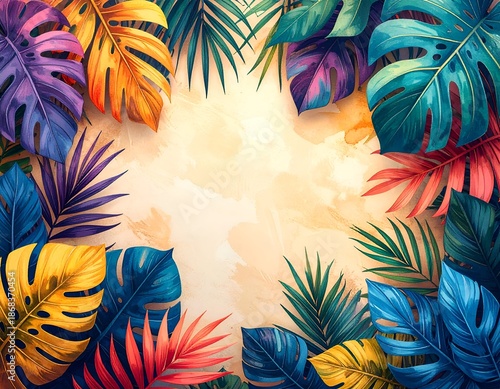 abstract colorful palm trees