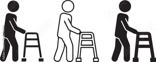 Medical icon rehabilitation and physical therapy with walker