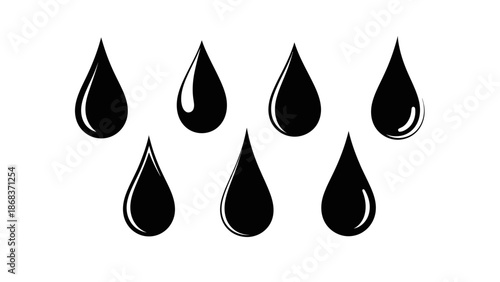 Stylized black and white water droplets pattern with minimalistic design for water-related themes