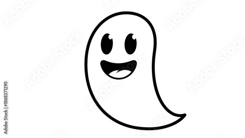 Cute Cartoon Ghost Character Illustration with Happy Facial Expression and Playful Design
