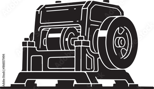 Black and white illustration of an electric motor