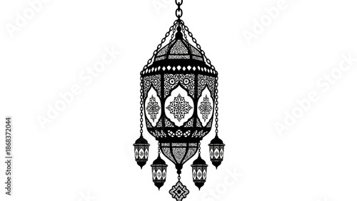 Traditional Moroccan Moroccan lantern chandelier with intricate metalwork and hanging accents