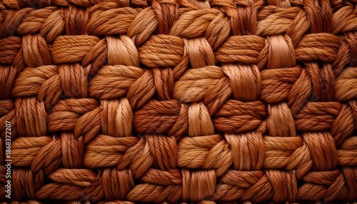Close-up of intricately woven brown basket texture, showcasing natural patterns.