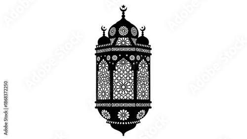 Intricate Islamic Lantern Silhouette Displaying Traditional Architectural Design