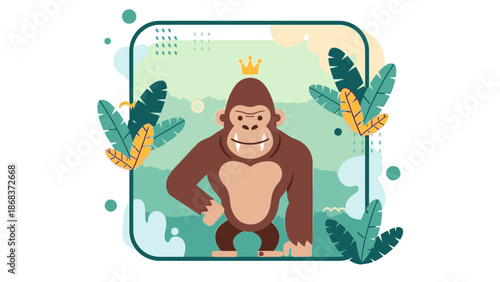 A cartoon gorilla wearing a crown.