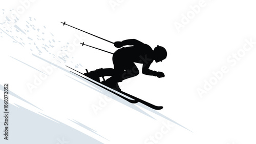 Alpine skiing athlete vector icon for mountain resort branding