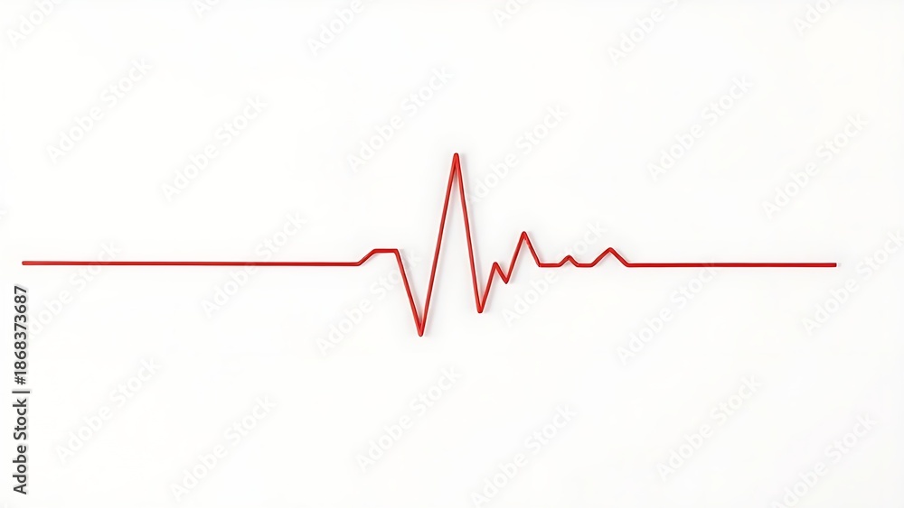 Fototapeta premium cardiac. Abstract heartbeat line illustration in red on a white background, representing vitality and simplicity. product launch decks.