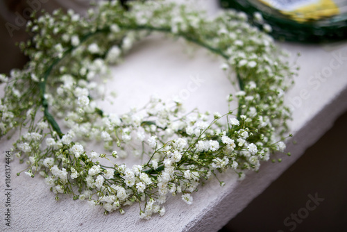 Stalls with flowers and bouquets at local street market