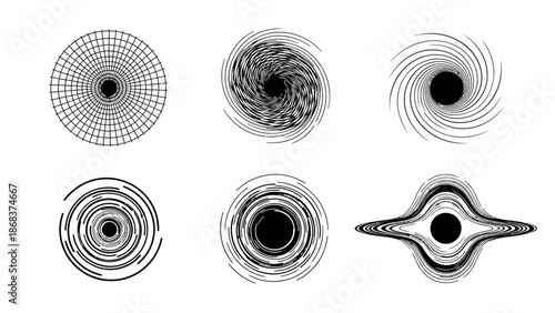 Abstract Spiral and Circular Line Patterns with Dynamic Textures for Artistic and Design Projects