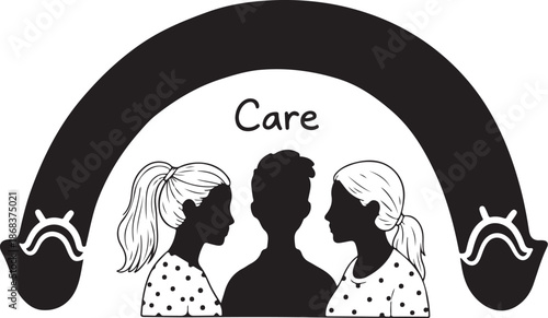 Care and Support Silhouette Illustration Graphic Design