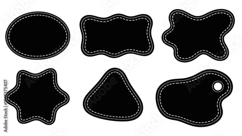 Collection of blank chalkboard labels with various shapes for decoration and organization