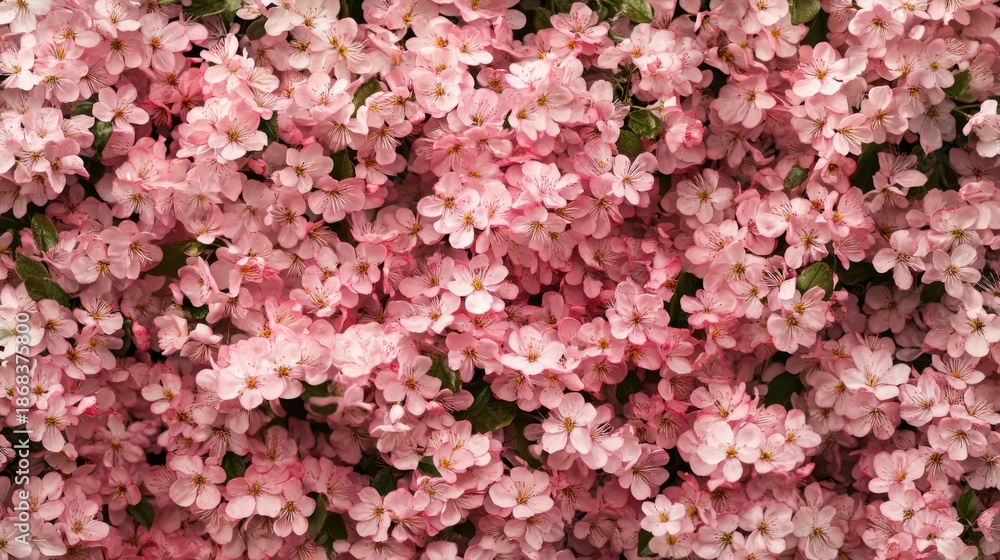 Fototapeta premium Abundance of pink crabapple blossoms creates a textured floral spectacle