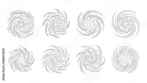 Abstract Spiral Patterns Demonstrating Dynamic Fluid Motion in Black and White