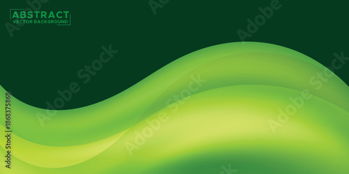 Abstract Green Wave banner background. Template with dynamic curve shapes