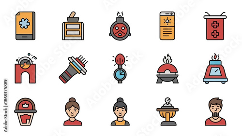 A diverse collection of health and beauty icons depicting various products and personal care items