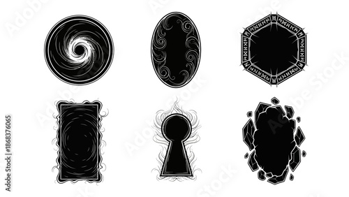 Intricate Black and White Mystic Symbols and Enigmatic Patterns for Design Use