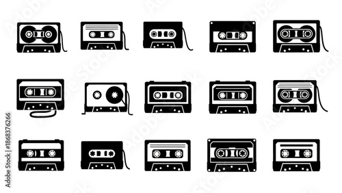 Collection of Vintage Audio Cassette Tapes Illustrating Retro Music Media