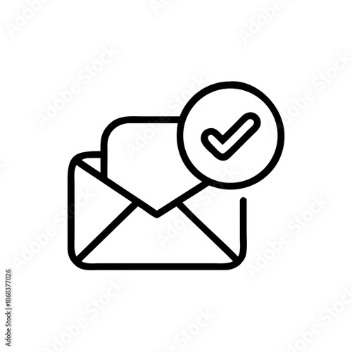 Request received line icon, black outline request status and notification symbol