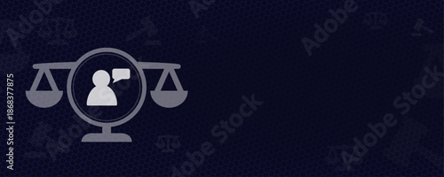 Freedom of Speech and Testifying Law Vector with Individual Speaking Icon and Scales of Justice for Defamation and Legal Rights with Modern Copy Space