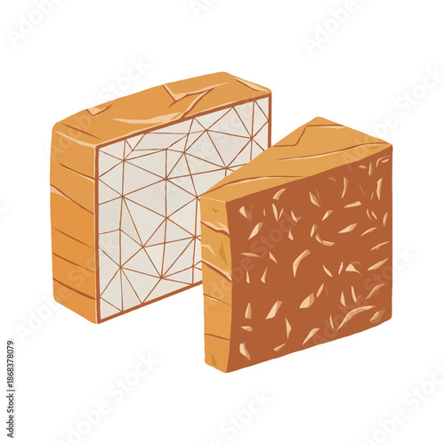 Wallpaper Mural Wooden blocks with geometric design isolated on white background, Vector, illustration Torontodigital.ca