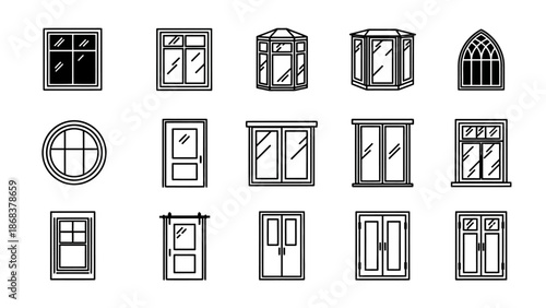 Collection of Architectural Window Designs Featuring Various Styles and Structures