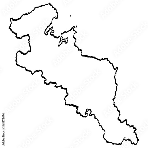 京都府地図 筆タッチ 和風 近畿 西日本 / A brushstroke map of Kyoto Prefecture