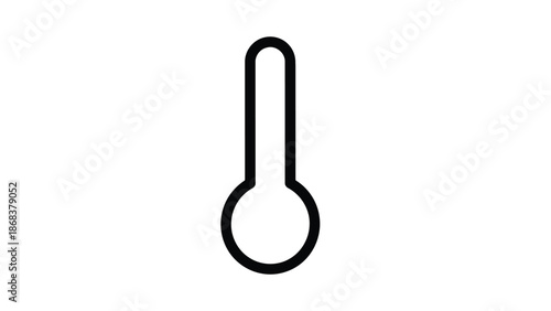 Simple black and white thermometer icon on white background.