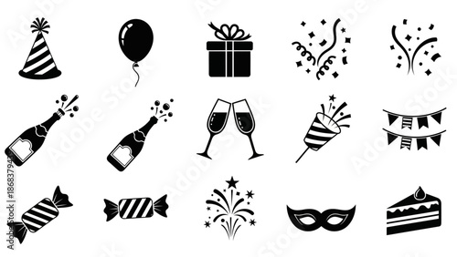 Celebration Party Symbols and Festive Items for Events and Special Occasions