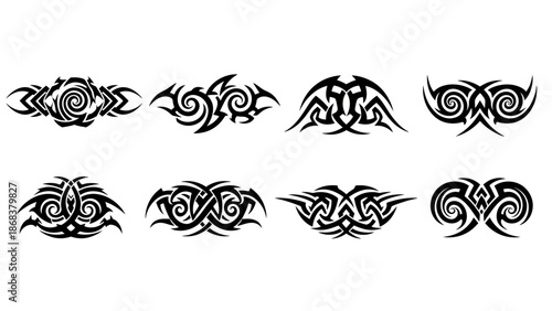 Collection of Intricate Black Tribal Tatto Designs Featuring Diverse Patterns and Symmetrical