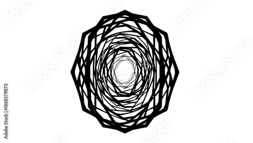 Abstract geometric pattern featuring concentric overlapping irregular hexagonal shapes in