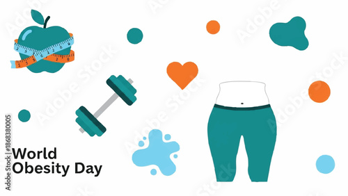 World Obesity Day healthy lifestyle symbols and elements.